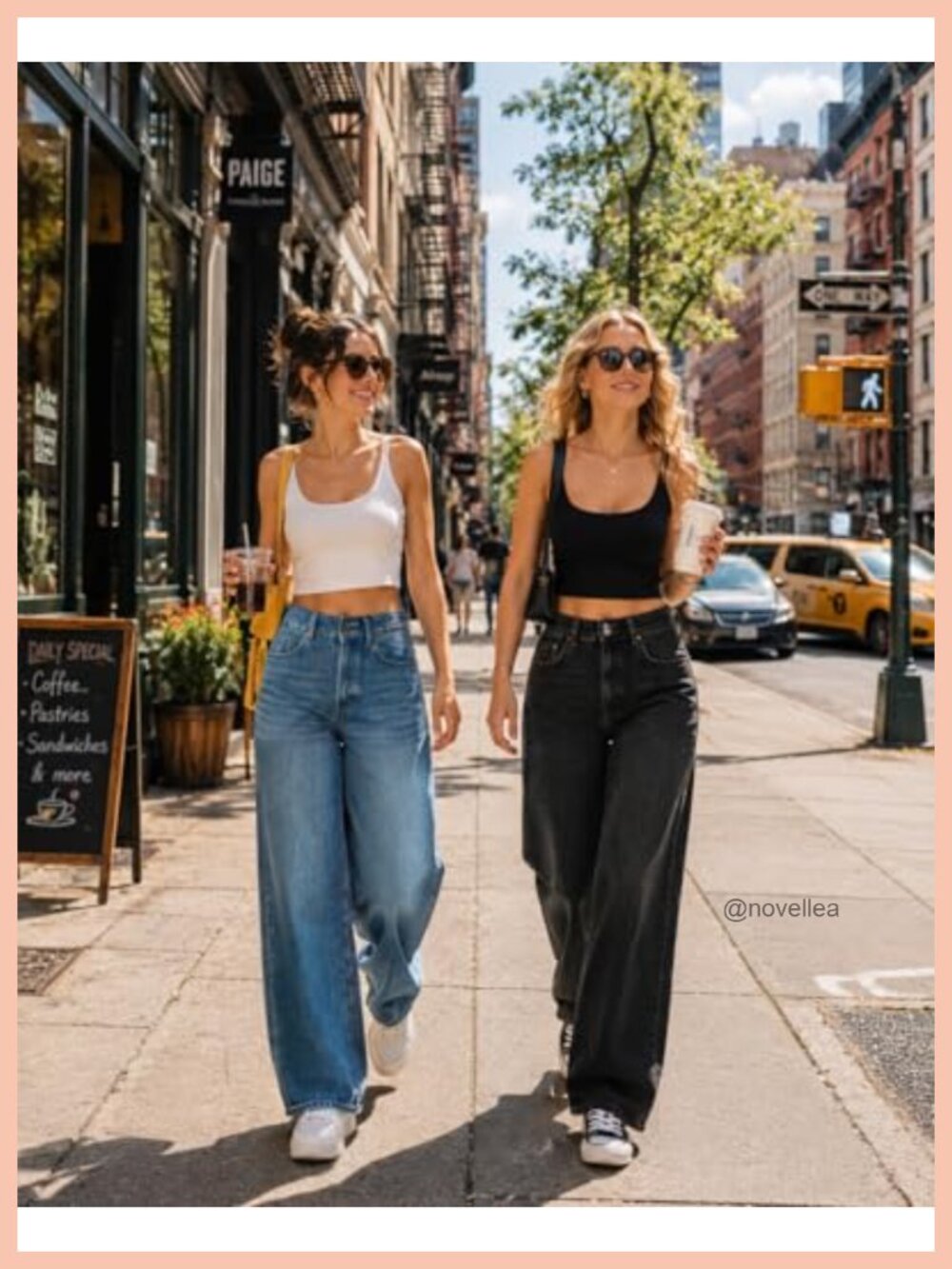 High Waisted Baggy Jeans - Stretchy Wide Leg Tummy Control Straight Leg Denim - Picture 3 of 5